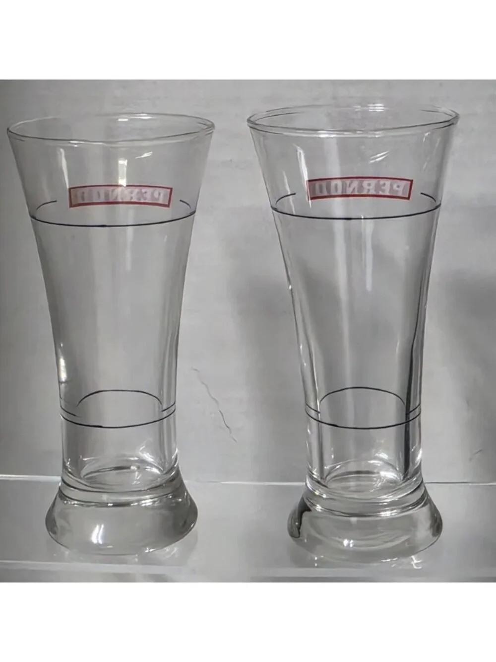 Vintage Pernod Pastis Glasses Set of 2 Barware France Pour Lines 5.9